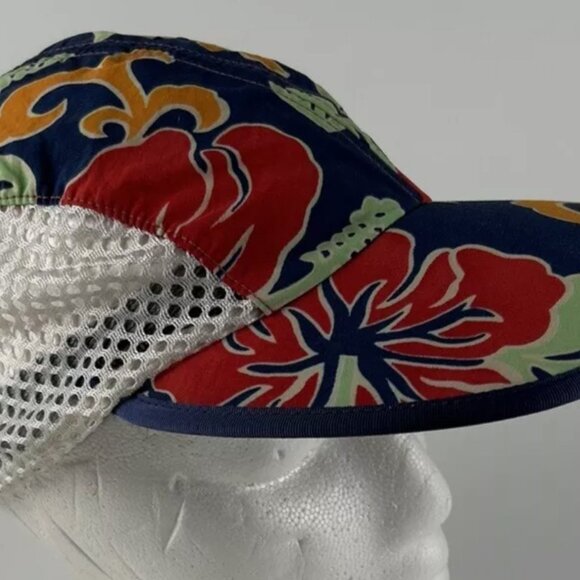 Vtg 90s Patagonia Mesh Floral Net Cap Hat Sz M Hibiscus Cycling Running USA